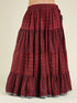 Janasya Women's Plus Size Maroon Pure Cotton Ethnic Motifs Printed Tiered Lehenga Choli Set